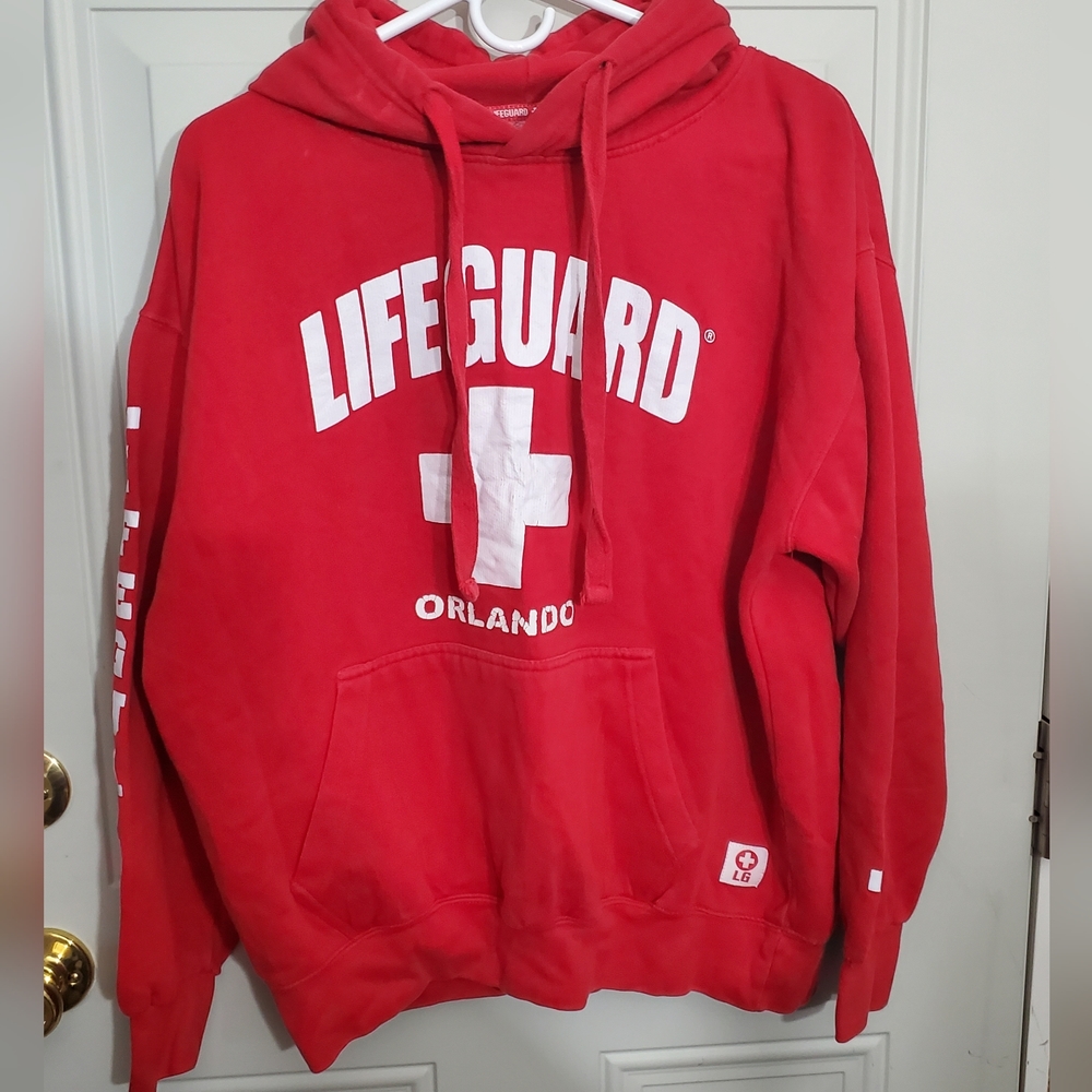 Official Lifeguard Pullover Sweatshirt Hoodie Orlando Florida Adult Large